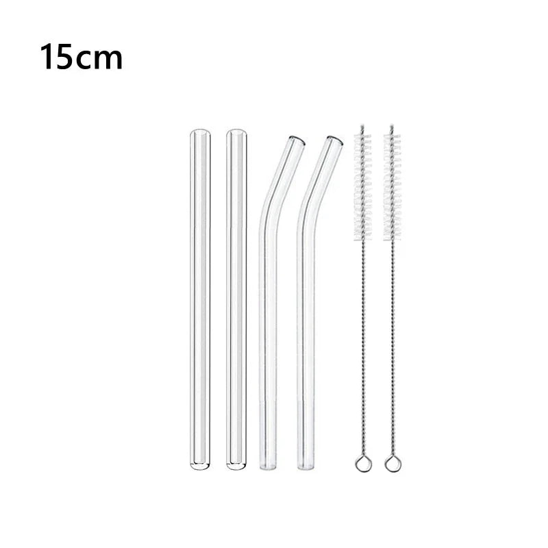 15cm Short Glass Straws 4pcs 6" Reusable Drinking Straws Dishwasher Safe Eco-Friendly Cocktail Straws for Smoothies Milkshake