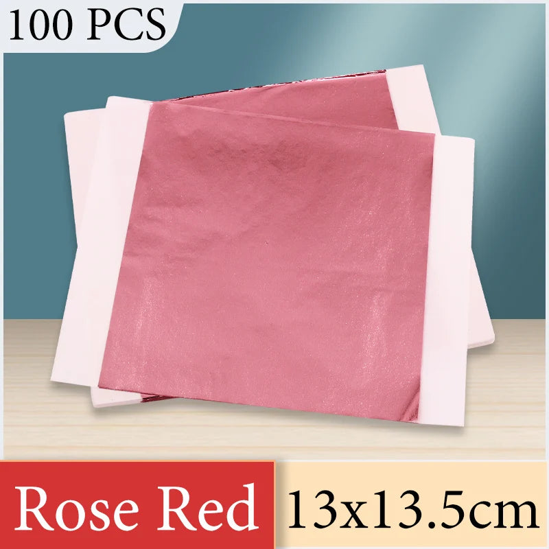 13x13.5cm Champagne Silver Foil Paper Gold Leaf Sheets in Arts Furniture Nail Decorations Paintings Gilding 100pcs Craft Paper
