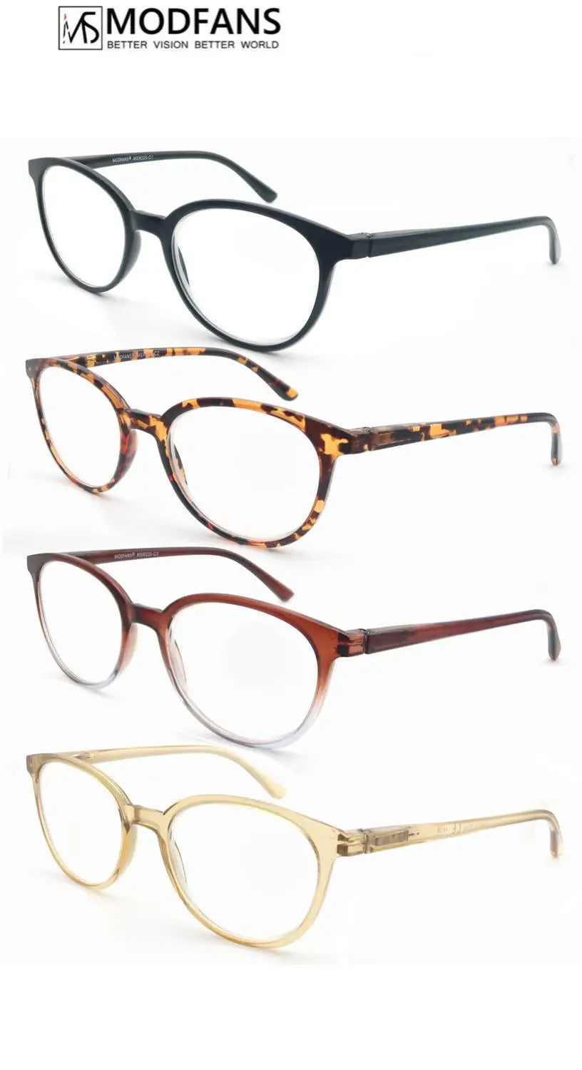 MODFANS Reading Glasses For Women and men,Classic Round Sunglasses Readers Frame with Spring Hinge Eyeglass Diopter+0.5 ~ +4.0