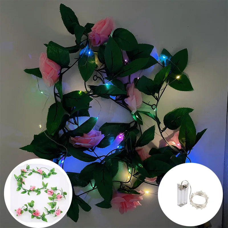 Artificial Ivy Garland Fake Plants Vine Hanging LED String Light Hanging for Home Garden Office Wedding Christmas Wall Decor
