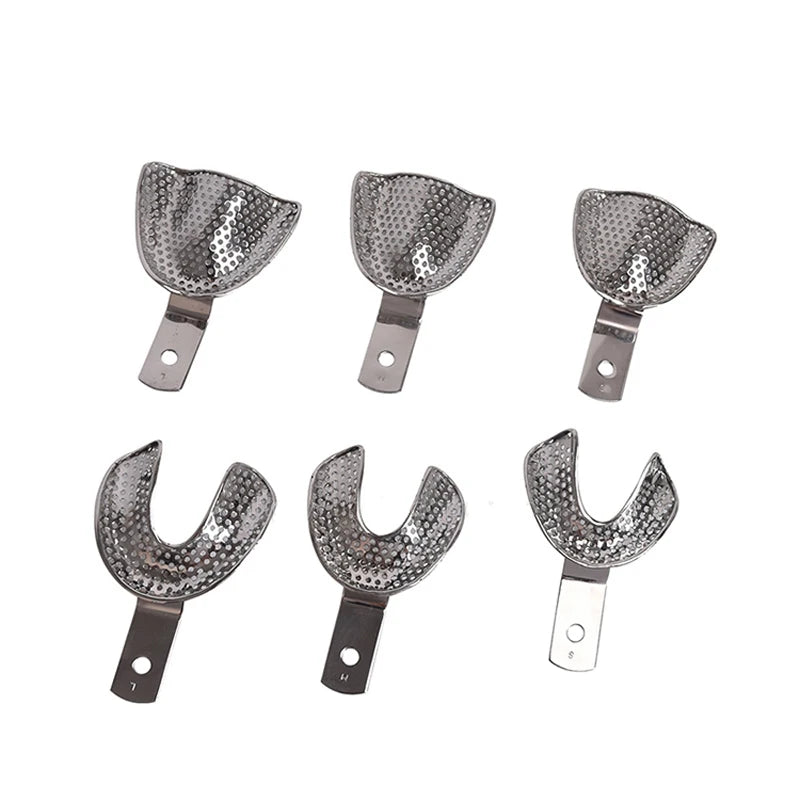 Stainless Steel Edentulous Dental Trays, Perforated Impression Trays, Non-Occlusal Trays, 4 Sizes