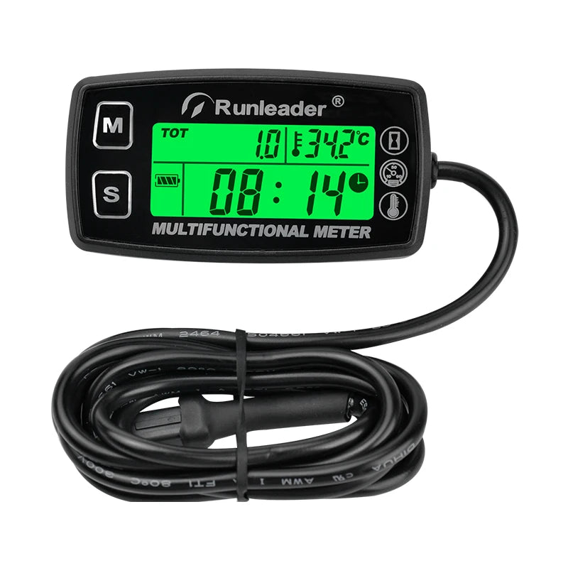 Digital RPM Tach Hour Meter Temperature Gauge Petrol Engine Motorcycle Marine Jet Ski Buggy SnowblowTractor Pit Bike Paramotor