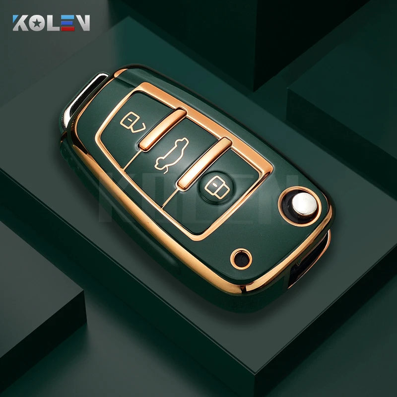 Fashion TPU Car Flip Key Case Cover Shell For Audi A1 A3 8P 8L A4 A5 B6 B7 A6 A7 C5 C6 4F Q3 Q5 Q7 Q8 TT S3 S4 S6 RS Accessories