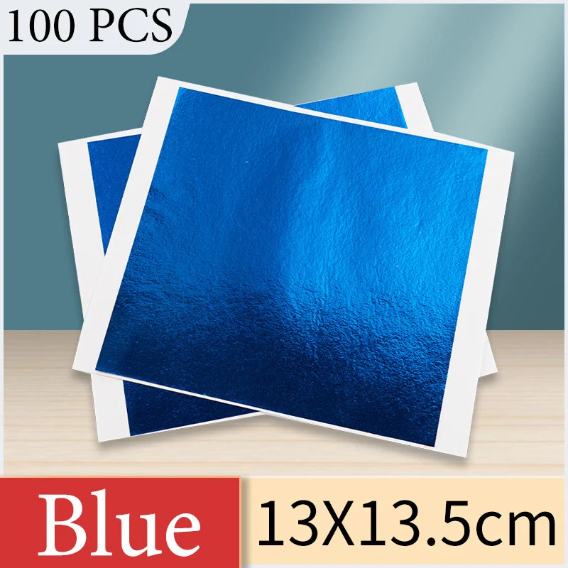 13x13.5cm Champagne Silver Foil Paper Gold Leaf Sheets in Arts Furniture Nail Decorations Paintings Gilding 100pcs Craft Paper
