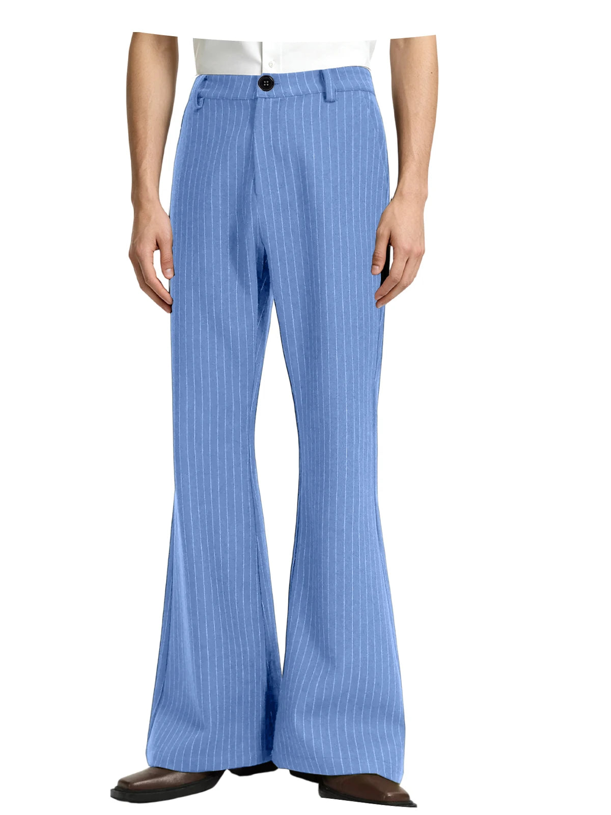 Men's Pinstripe Bell Bottom Pants High Waist Vintage Striped Flared Trousers 60s 70s Disco Outfits for Men Nightclub Party Dance