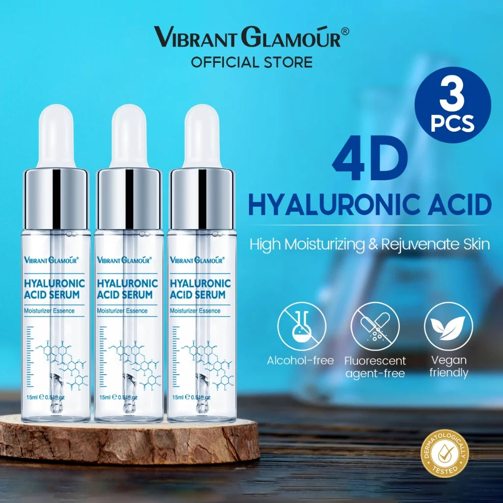 VIBRANT GLAMOUR Hyaluronic Acid Face Serum  Skin Care 15ml*3pcs