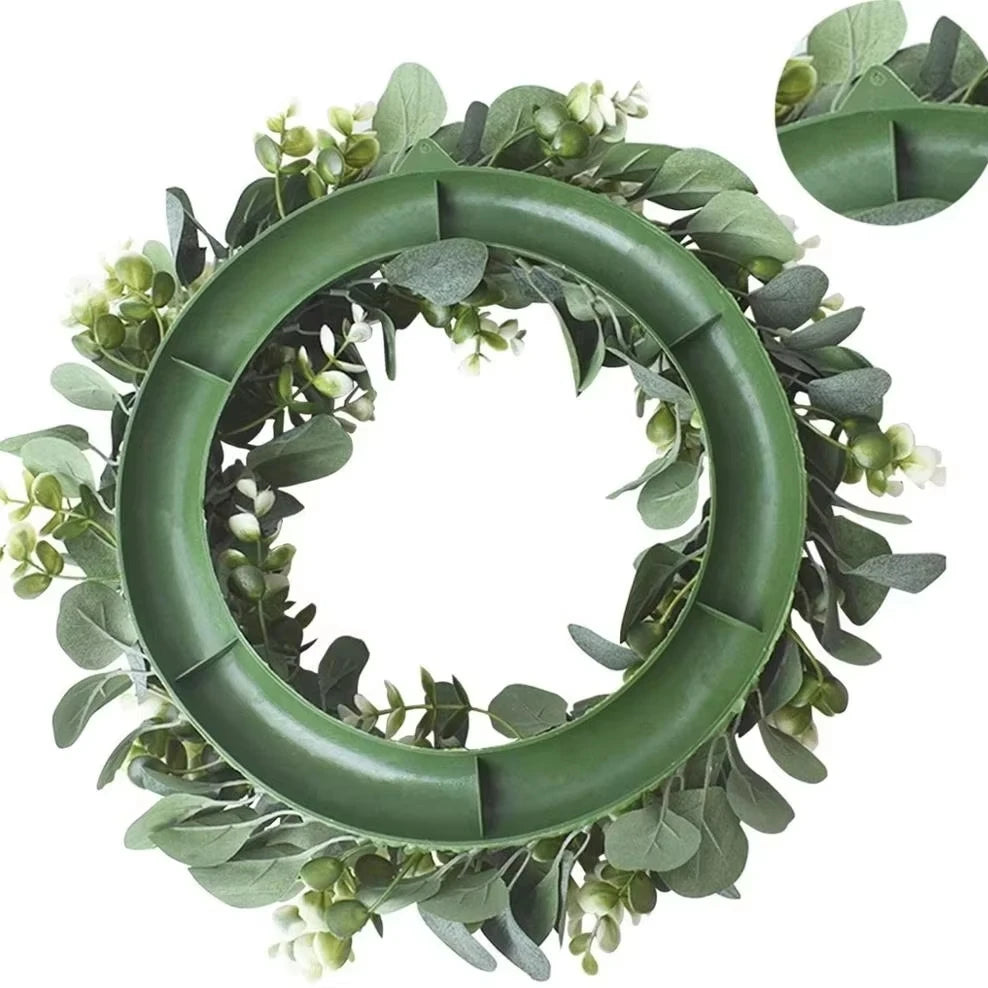 1 Pc Artificial Plant Eucalyptus Wreath Door Knocker Green Leaf Round Home DIY Decoration Holiday Party Hanging Porch Windowsill