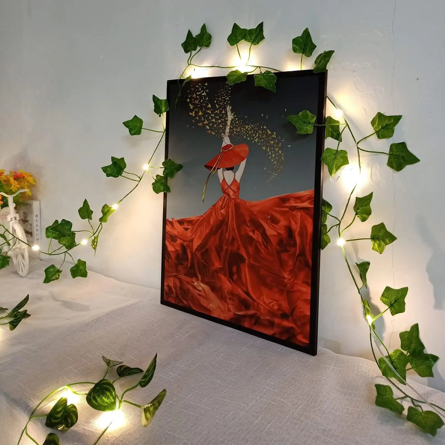 2 Meters LED light string Artificial Green Leaf Vine Home Festival Wedding Bridal garden Hanging green plants party Decoration