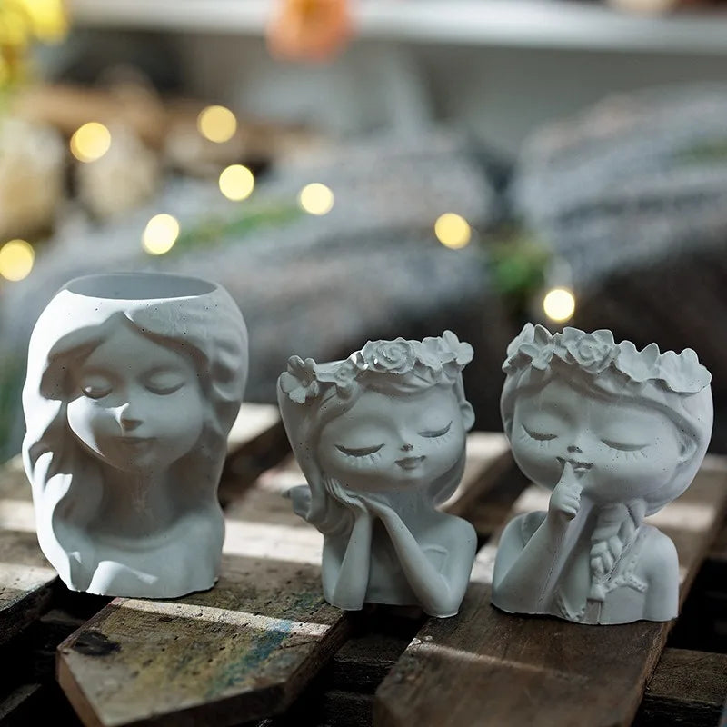 Girl Head Flower Pot Mold