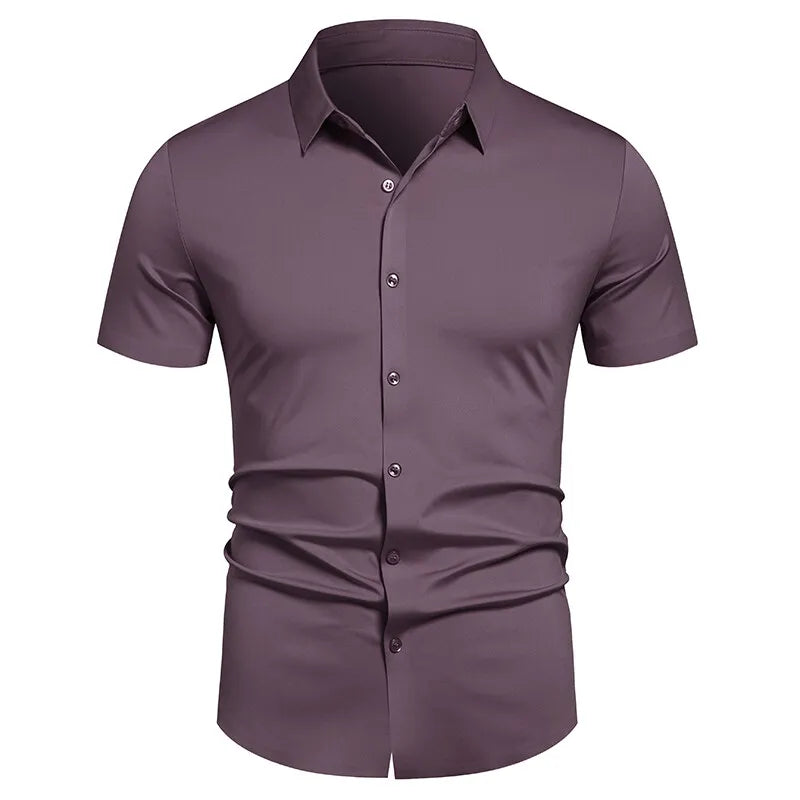 Men's Stretch Shirt Wrinkle Free Dress Shirts Regular Fit Short Sleeve Stretch Business Casual Button Down Shirts