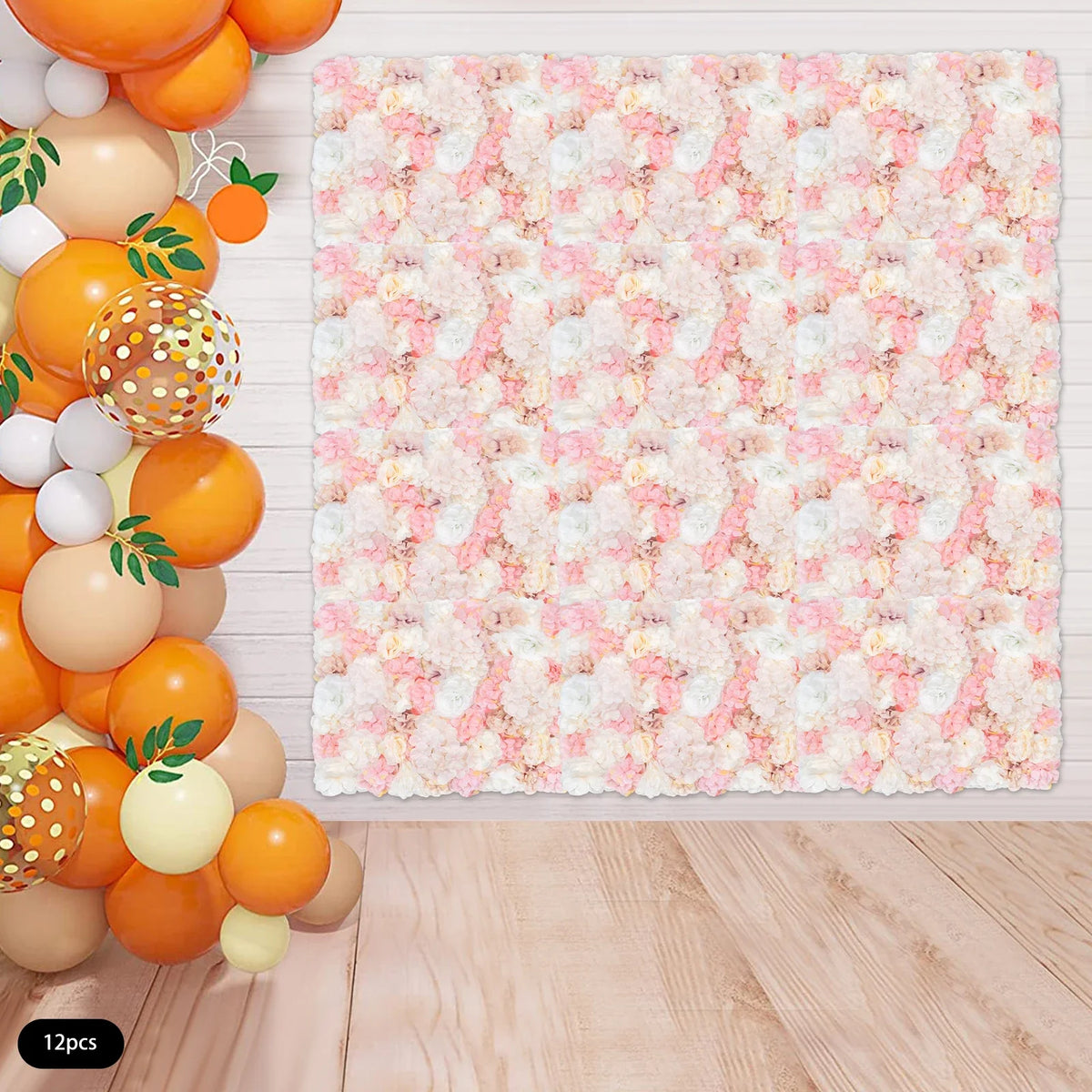 12 Pack Flower Wall Panels 16 x 24 inch 3D Rose Wall Mat Decorative Faux Floral Panel Hydrangea Silk Faux Flower Backdrop for Photo Background Home Wedding Party