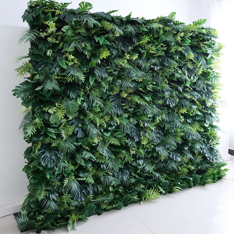 5D Green Turtle Leaf Flower Rolling Up Curtain Flower Wall Wedding Backdrop Decor Milan Turf Fabric Plant Wall Event Party Props