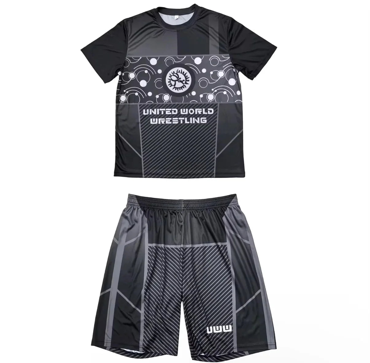 2026 New Men World Wrestling Team Sportswear Set Short Sleeve T Shirt and Shorts for Workout Lightweight Moisture Wicking