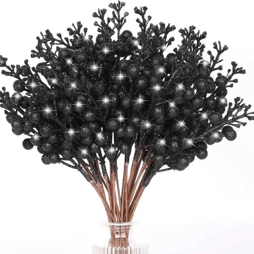 10Pcs Artificial Berry Picks Pine Branches Christmas Tree Decoration for Home New Year 2026 Decor Xmas Crafts Wreath Ornament