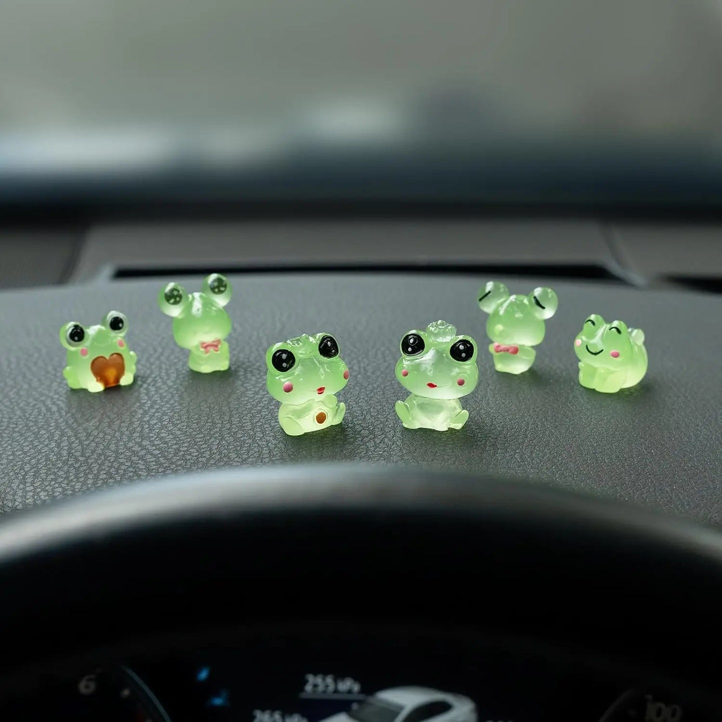 6PCS Fun Luminous Frog Car Dash Decorations Car Rear View Mirror Ornament Interior Accessories for Home Office