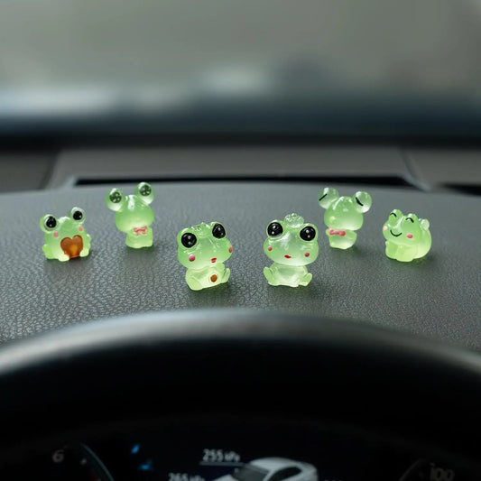 6PCS Fun Luminous Frog Car Dash Decorations Car Rear View Mirror Ornament Interior Accessories for Home Office