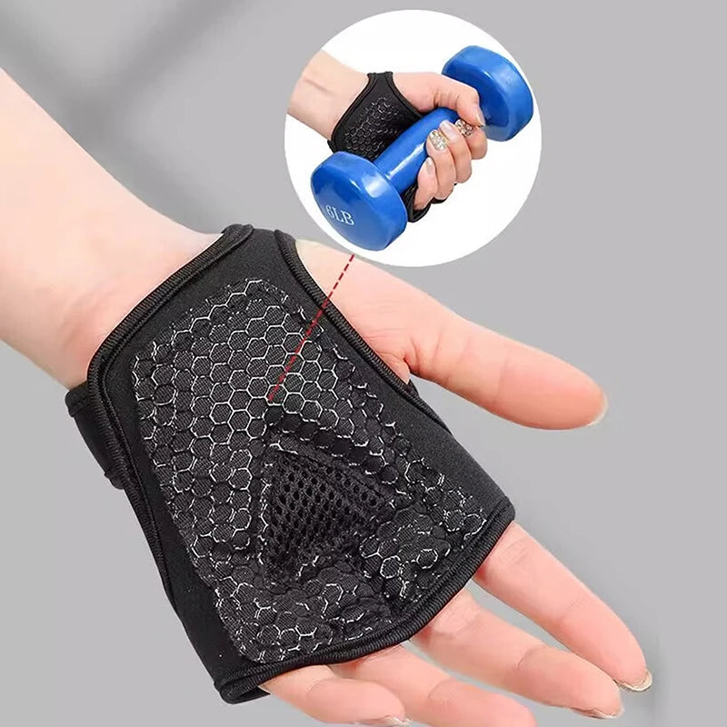 1 Pair Hand Wrist Palm Protector Gloves Gym Fitness Heavy Glove Gloves Half Non-Slip Wrist Finger Weightlifting Sport Support