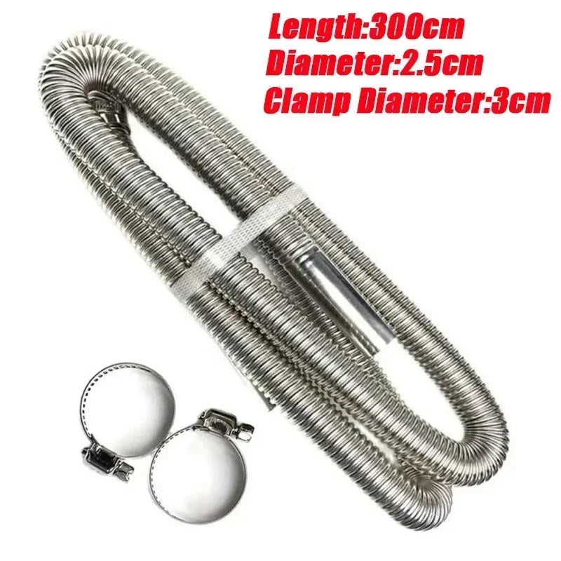 60cm - 300cm 24mm Double Layer Exhaust Pipe Air Diesel Parking Heater Stainless Steel Tube Gas Vent Hose For Car Caravan Camper