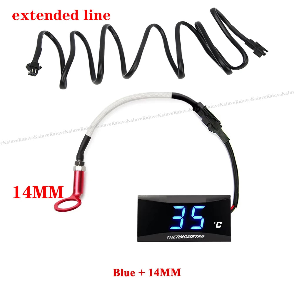 Blue Universal Cylinder Head Temperature Digital Gauge Mini Square Motorcycle Sensor For NMAX125 XMAX250 300