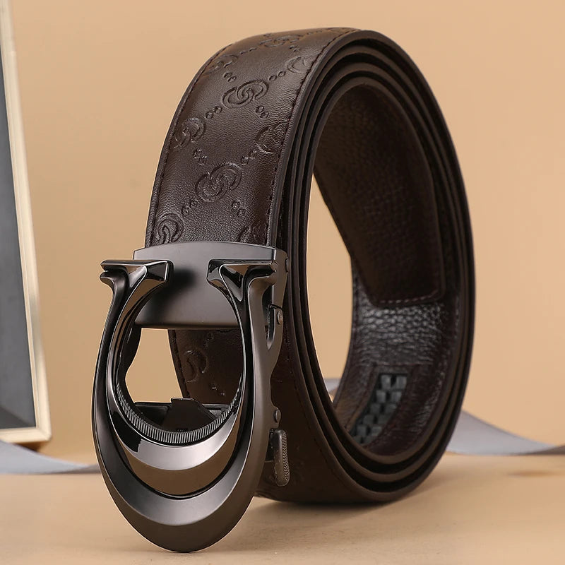 New 3.4cm fashion Women's Belt Formal Leather Canvas Male Belt High Quality Metal Automatic Buckle business Belt for men jeans