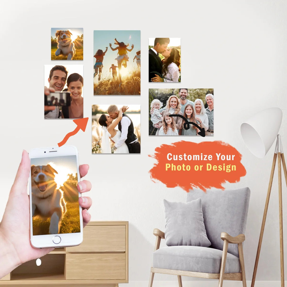 Custom Canvas Printing Personalized Photo Poster Suitable for Family Life Pets Weddings Birthdays Home Decor Gifts