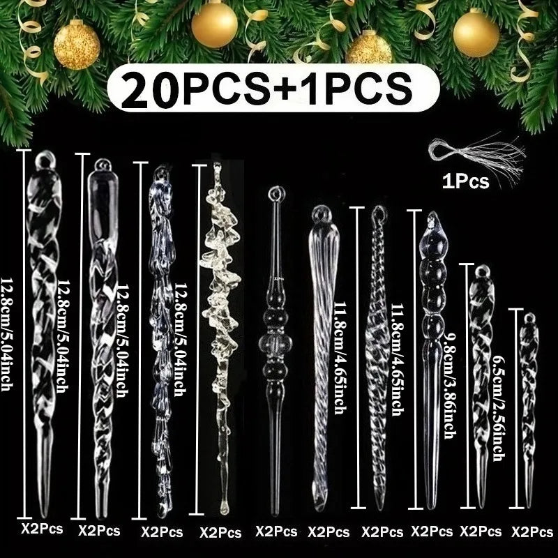 20 PCS Transparent acrylic Christmas tree ice column decoration Christmas, New Year, Holiday, Wedding, Winter Party Decoration 5 Various styles of ice pillar ornaments