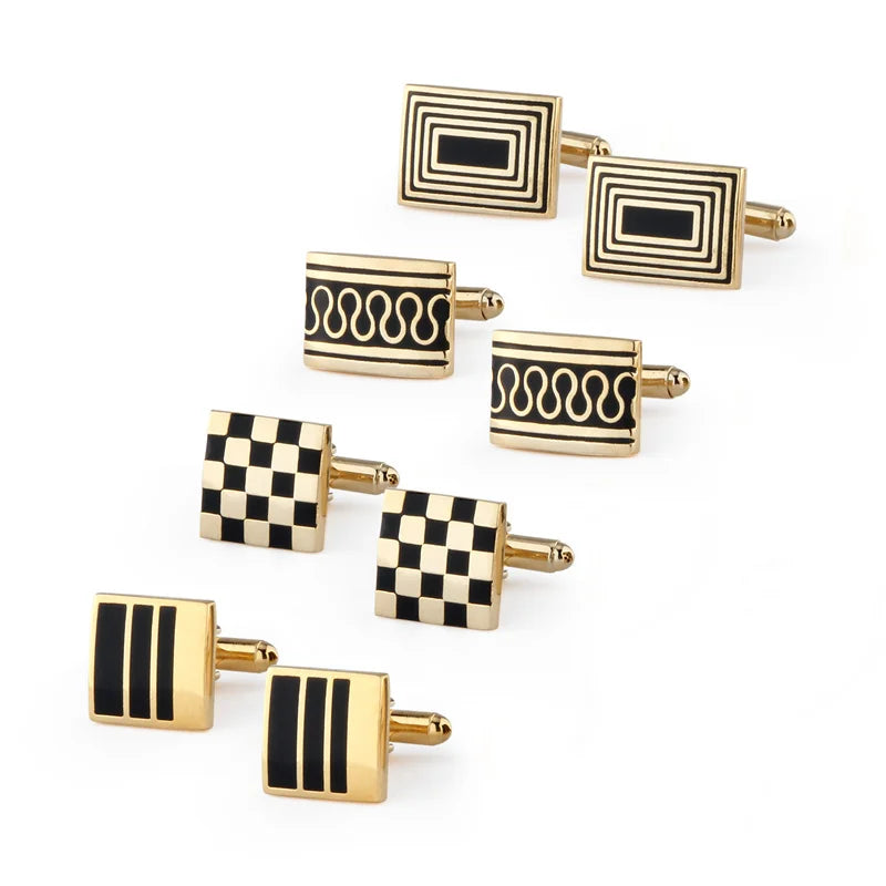 4 Pairs Cufflinks Set CuffLinks For Mens Wedding Souvenirs Groomsmen Gift Man Shirt Cufflink With Box Luxury Jewelry Tie Clips