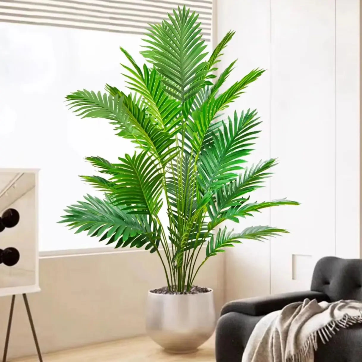 52-145cm  Artificial Palm Tree Tropical Fake Plant Green Plastic Palm Leaf Branches Suitable for Home Garden Decoration