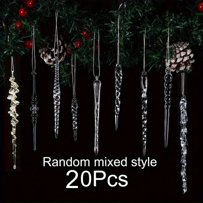 20 PCS Transparent acrylic Christmas tree ice column decoration Christmas, New Year, Holiday, Wedding, Winter Party Decoration 5 Various styles of ice pillar ornaments