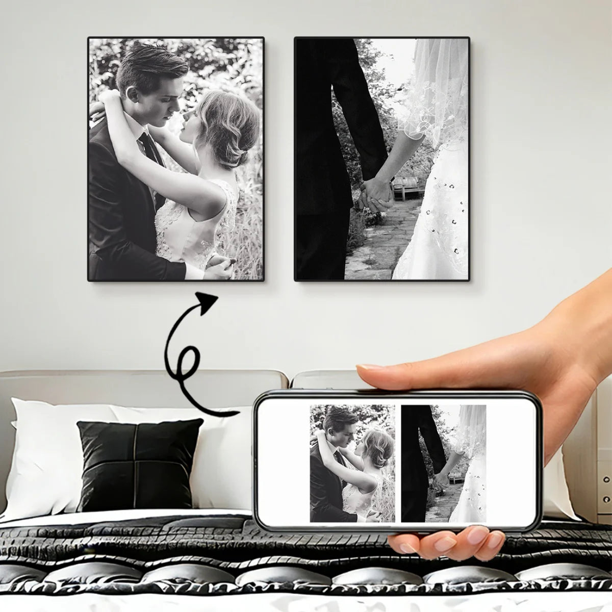 2pcs/set Custom Canvas Printing Personalized Photo Suitable for Family Life Pets Scenery Couple Weddings Home Decor Poster Gifts