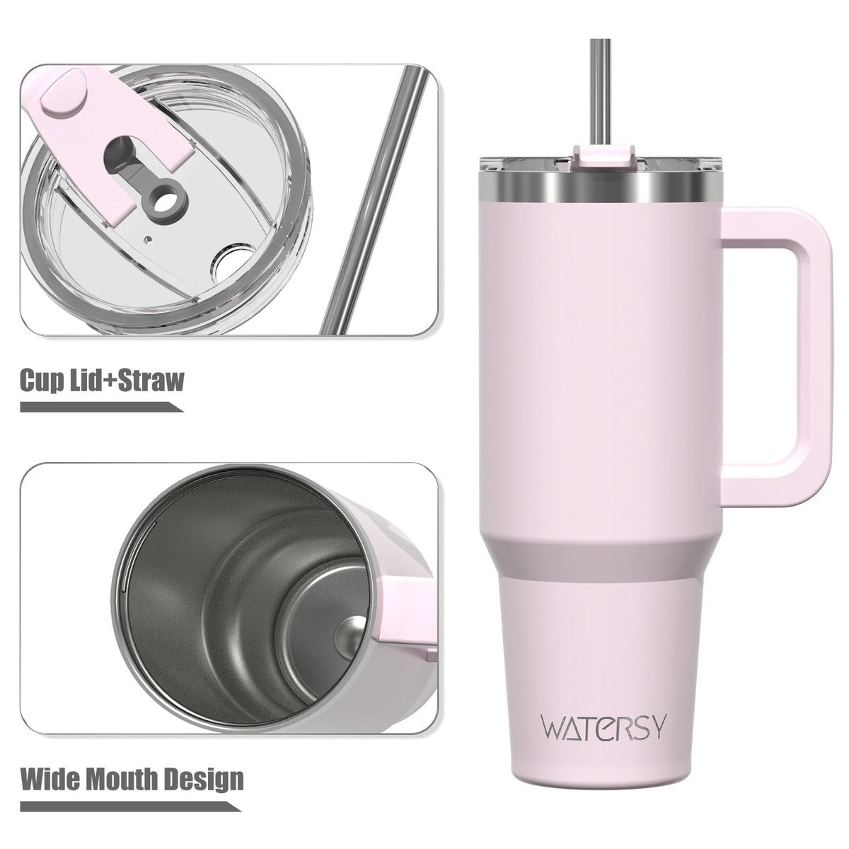 WATERSY 20oz/591ml Tumbler with Handle, Leak-proof Insulated Cup, Stainless Steel Vacuum Thermal for Coffee, Car, Travel