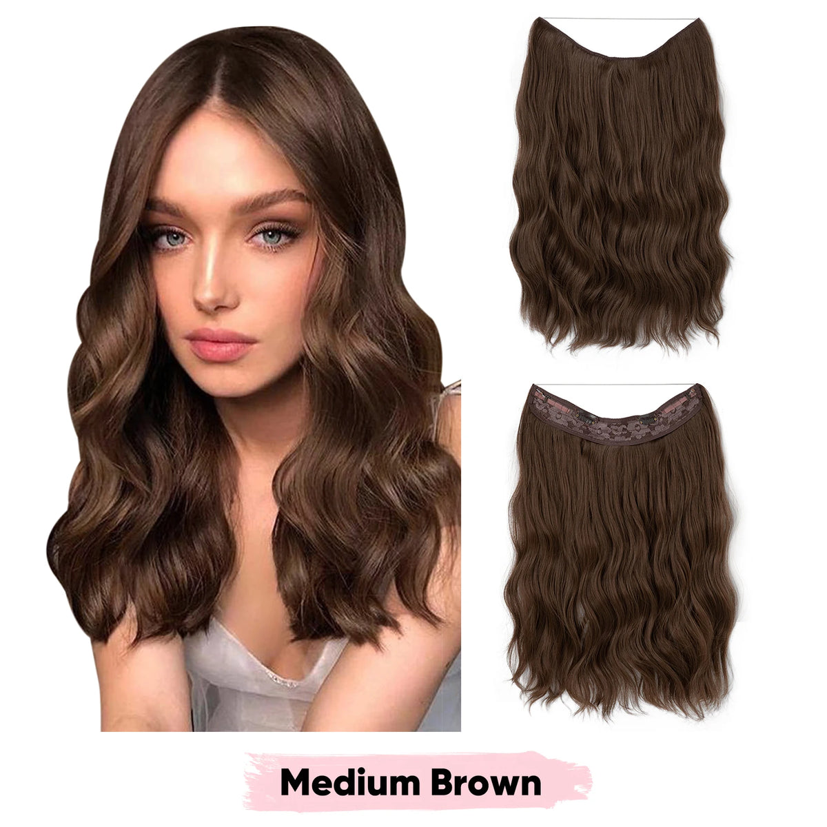 SARLA Synthetic Wave Invisible Wire Clip in Hair Extensions Fish Line With Clips Hairpiece Ombre Fake Hair Piece For Woman