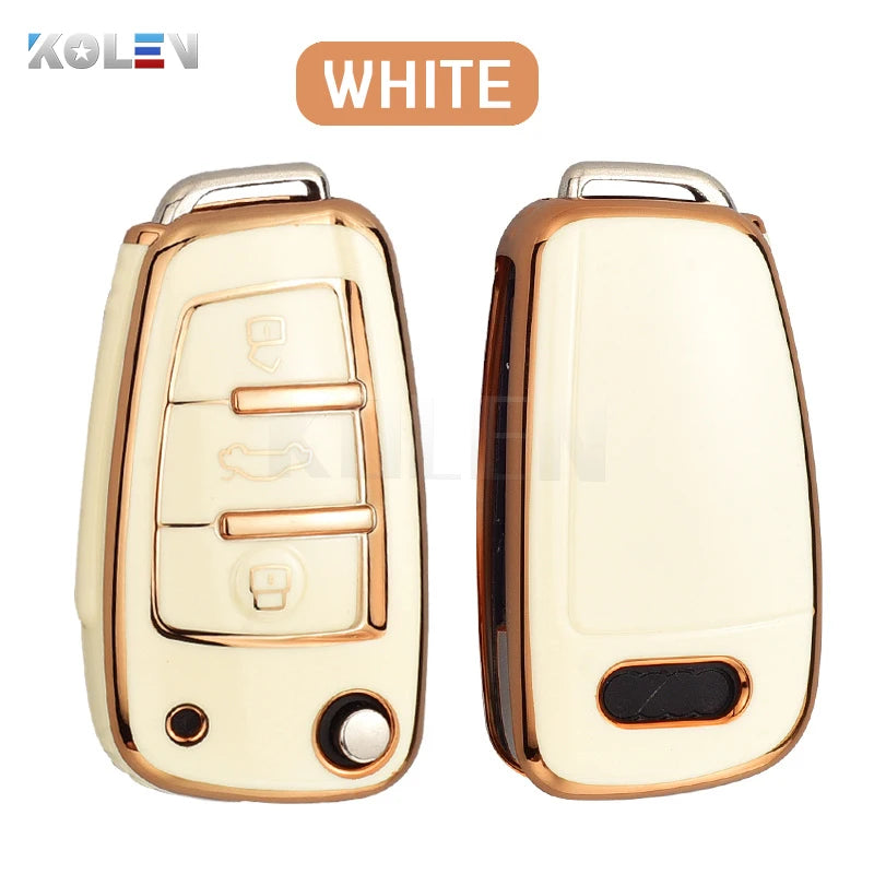 Fashion TPU Car Flip Key Case Cover Shell For Audi A1 A3 8P 8L A4 A5 B6 B7 A6 A7 C5 C6 4F Q3 Q5 Q7 Q8 TT S3 S4 S6 RS Accessories