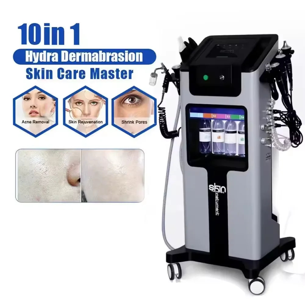 High-Efficacy Spa Skin Care Apparatus 10 in 1 Combined Hydro Dermabrasion and Aqua Peeling Technology It Integrates Deep Facial Cleansing, Skin Tightening, Face Lifting, and Skin Rejuvenation Features Secure Soft Treatment Pr