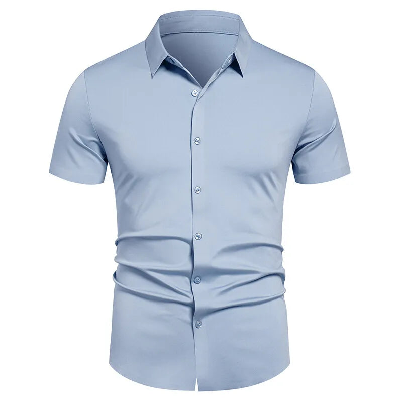 Men's Stretch Shirt Wrinkle Free Dress Shirts Regular Fit Short Sleeve Stretch Business Casual Button Down Shirts