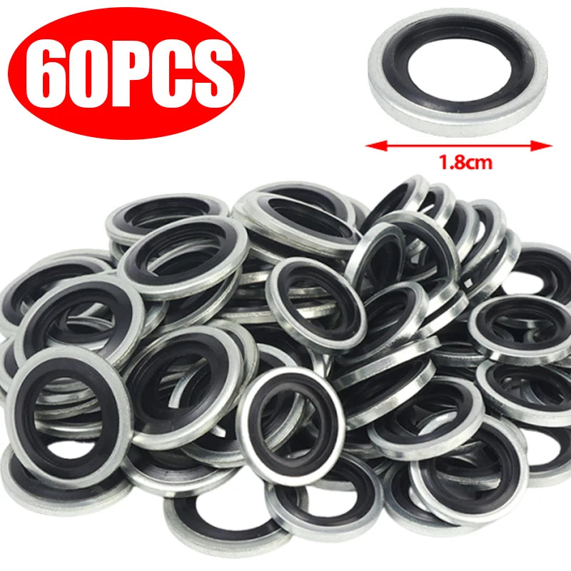 Universal M12/M14 Galvanized Steel Rubber Oil Drain Plug Gasket Engine Sump Sealing Washer Auto Car Part Seal Ring Replacement