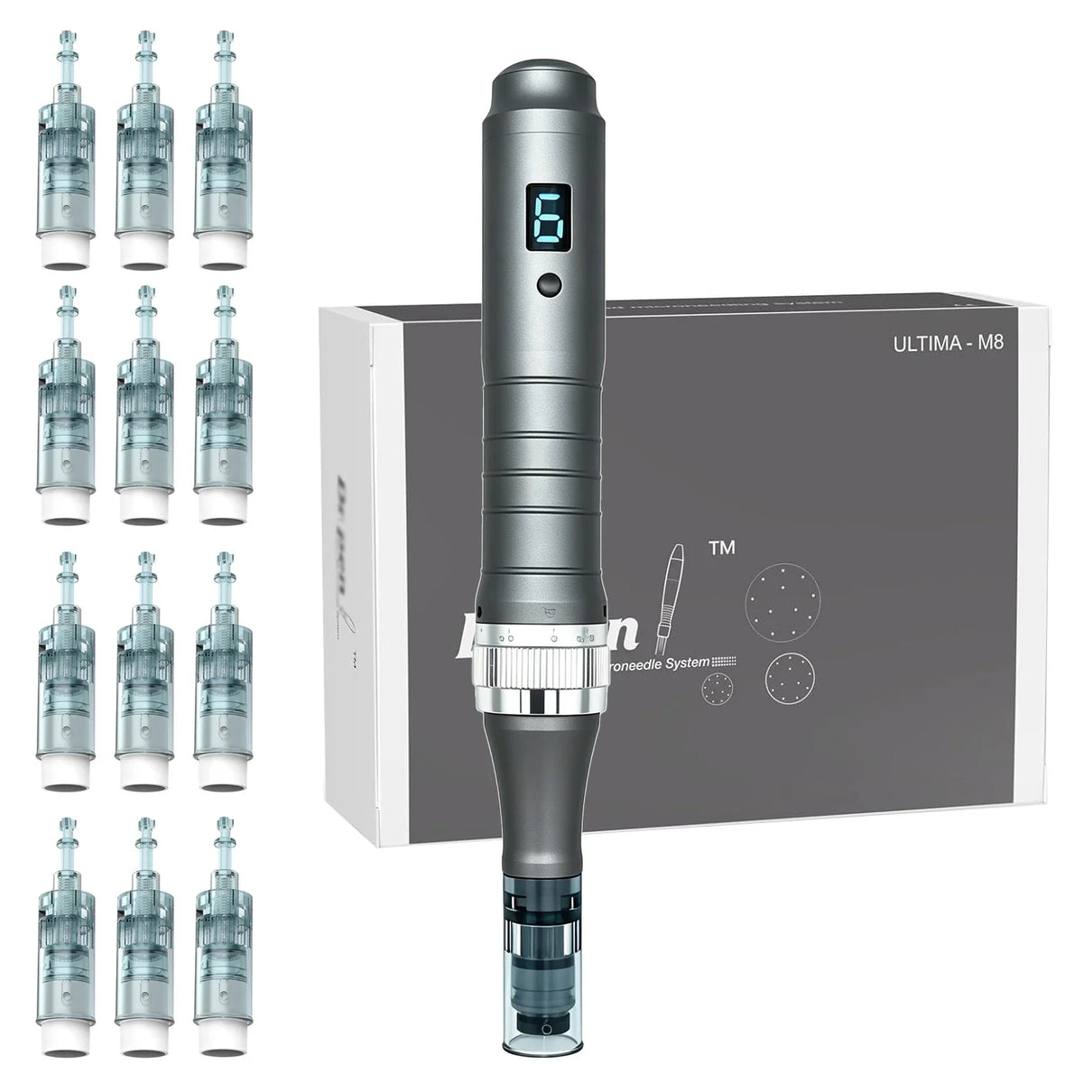 Professional Microneedling Auto Derma Pen M8 Micro Needling Dermapen Kit for Skin Care with 22 Pcs Pins 0.25mm