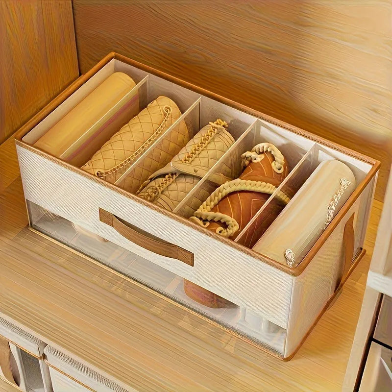 5 Grid Foldable Open Top Storage Box Closet Organizer Large Capacity Divided Container For Pants Handbags Wardrobe Household Bin
