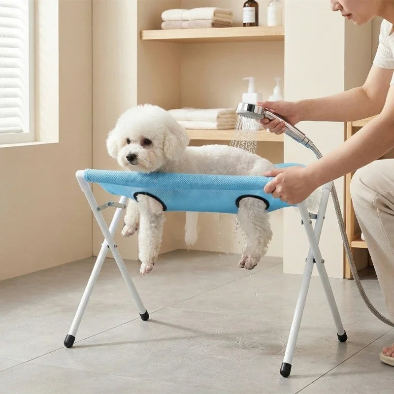 Pet Grooming Hammock Hanger Mesh Pet Bath Table Foldable Cat Dog Trimming Fixed Bracket Multi Functional Pet Grooming Supplies