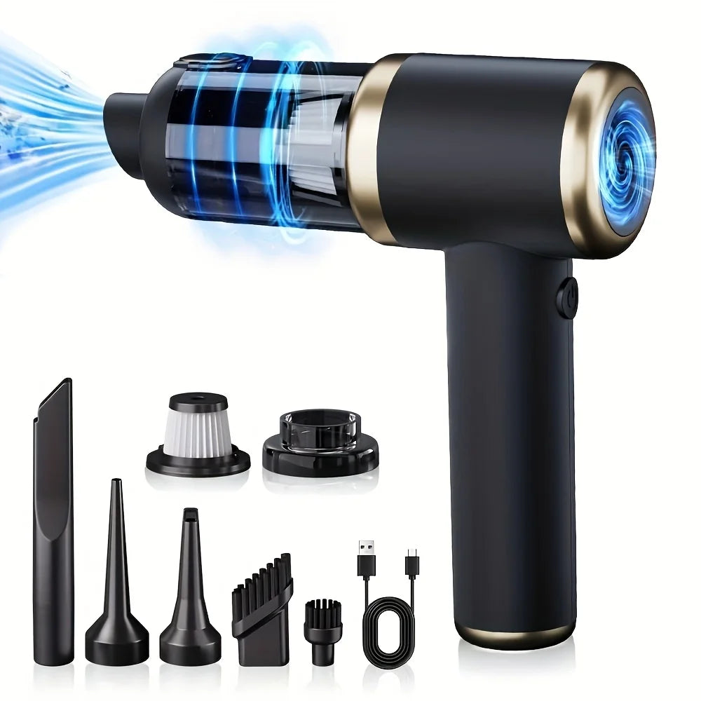 Handheld Car Vacuum Cleaner 18000PA Cordless Portable 2 in 1 Air Duster and Vacuum Multi Nozzles 120W High Power for Car Home Pet Office Mini Vacuum
