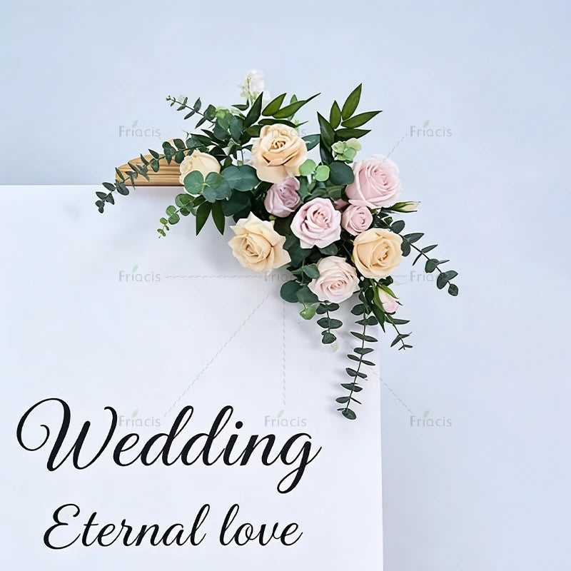 Artificial Rose Hydrangea Peony Flower Row Wedding Arch Backdrop Wall Hanging Floral Hotel Event Party Home Decor Window Display