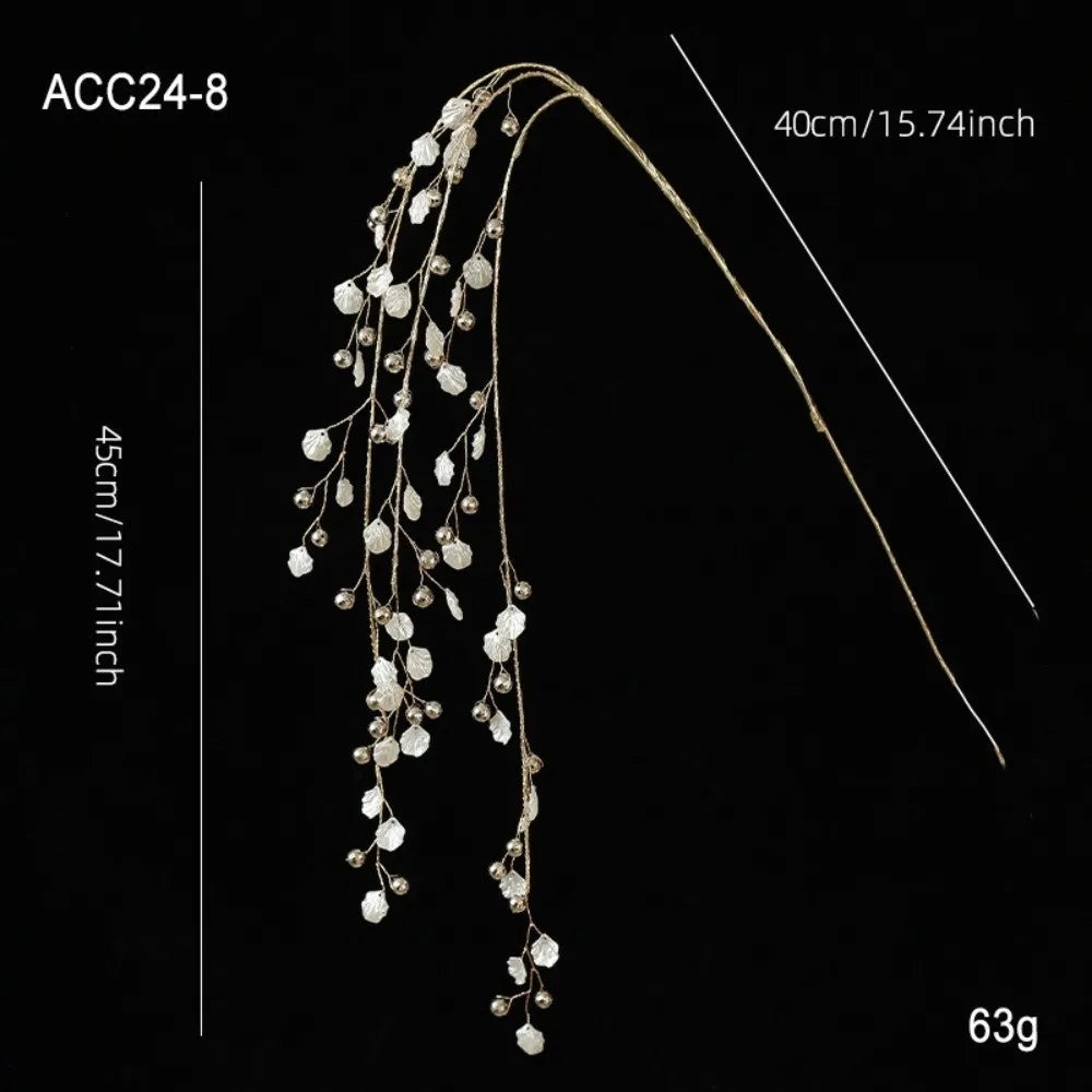 Crystal Bud Crystal Tree Branches Weeping Willow Long Branch Crystal Bud Branches Transparent Bead Sparkling Xmas Tree Ornament