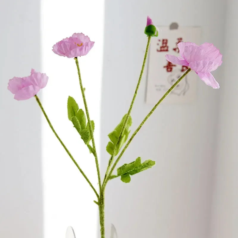 Silk Poppy Flower Branch