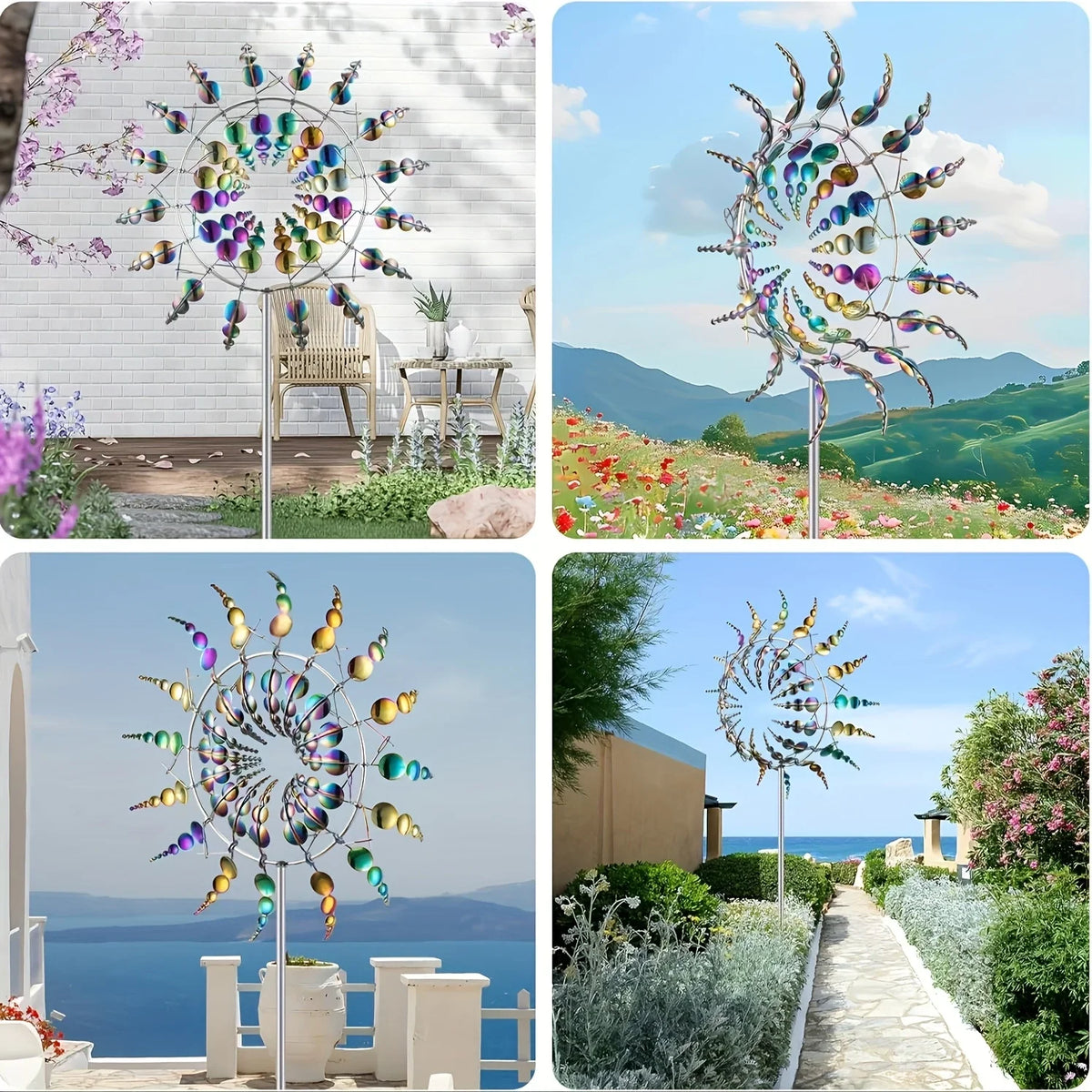 1 Piece of Metal Powered Windmill - Outdoor Garden Decoration, No Battery Required, Creative Lawn Art Rotator