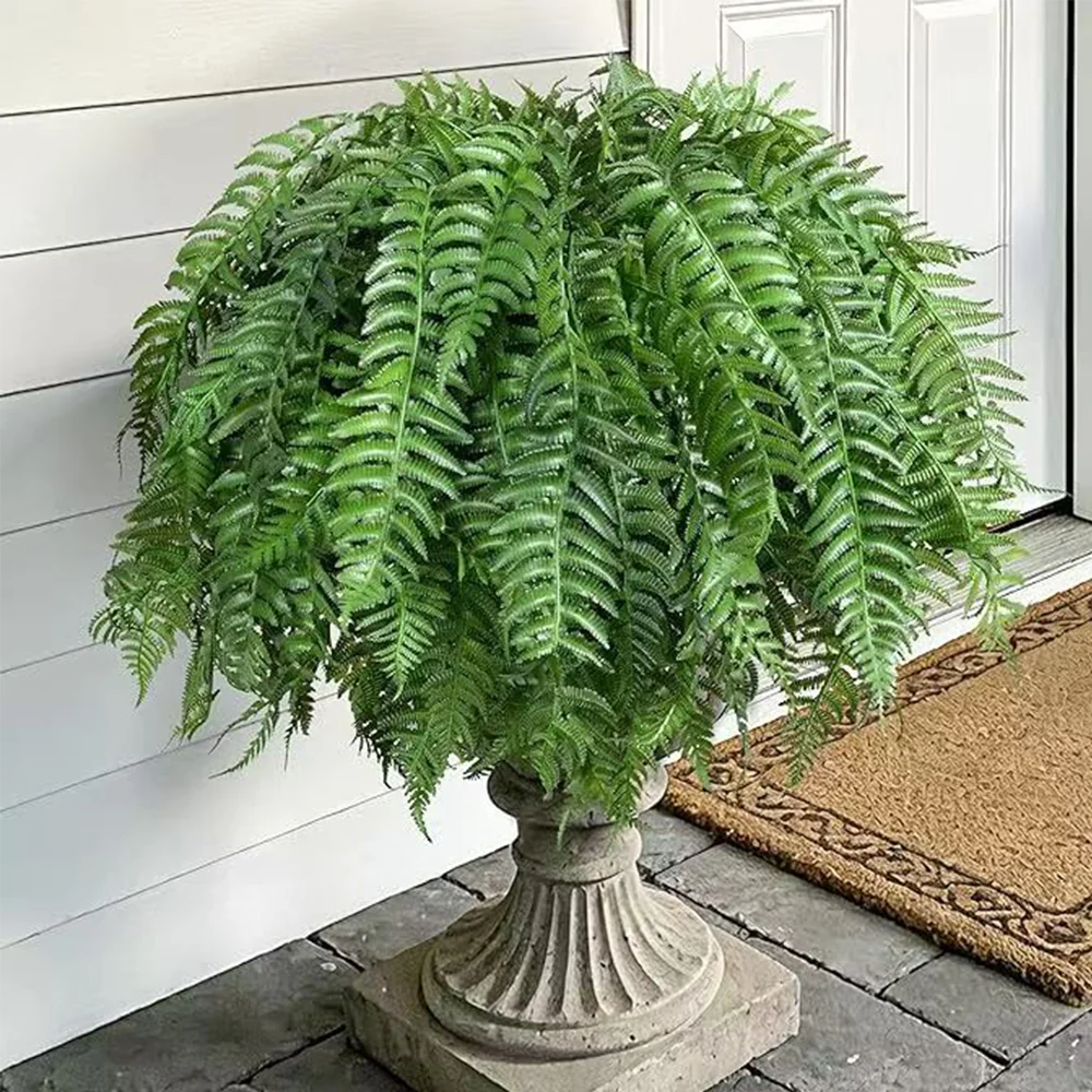 64cm Artificial Hanging Boston Plant Fake Fern Grass Leaves Wall Hanging Plants Plastic Persian  leafs For Home Garden Decor