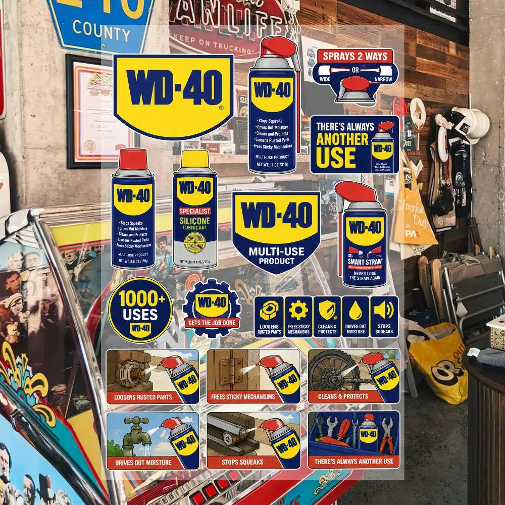 W-D-40 Waterproof Vinyl Stickers for Car Motorcycle Bike Skateboard Laptop Bottle Phone