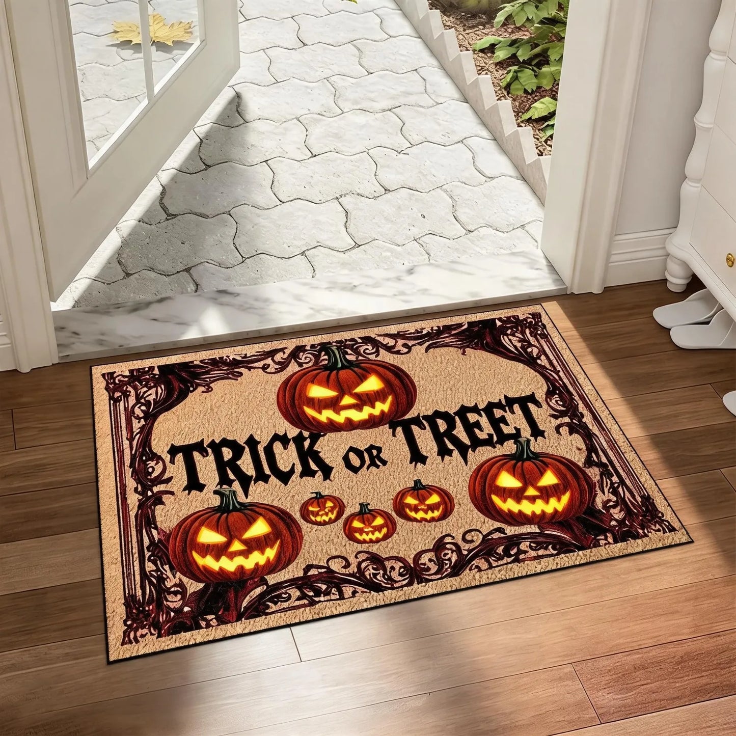 1pc Halloween Welcome Doormat - Non-Slip Soft Plush Heavy-Duty Gothic Bat with Red Lettering Design, Durable Non-Woven Fabric & Rubber Backing Indoor/Outdoor Mat, Suitable for Entryway, Porch, Garden Decor, 24"x16" & 30"x18",