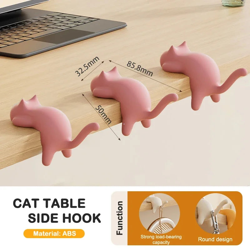 Cute Cat Bag Hook Portable Table Hook Handbag Backpack Organizer Holder for Home Office Desk Side Decor Travel Bag Hanger