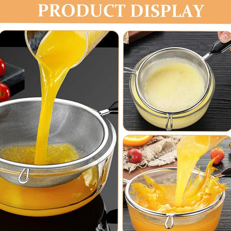 Premium Fine Mesh Strainer for Your Festive Kitchen - Versatile 6.3 Inch Stainless Steel Sieve for Fruits,Broths,and Baking Prep