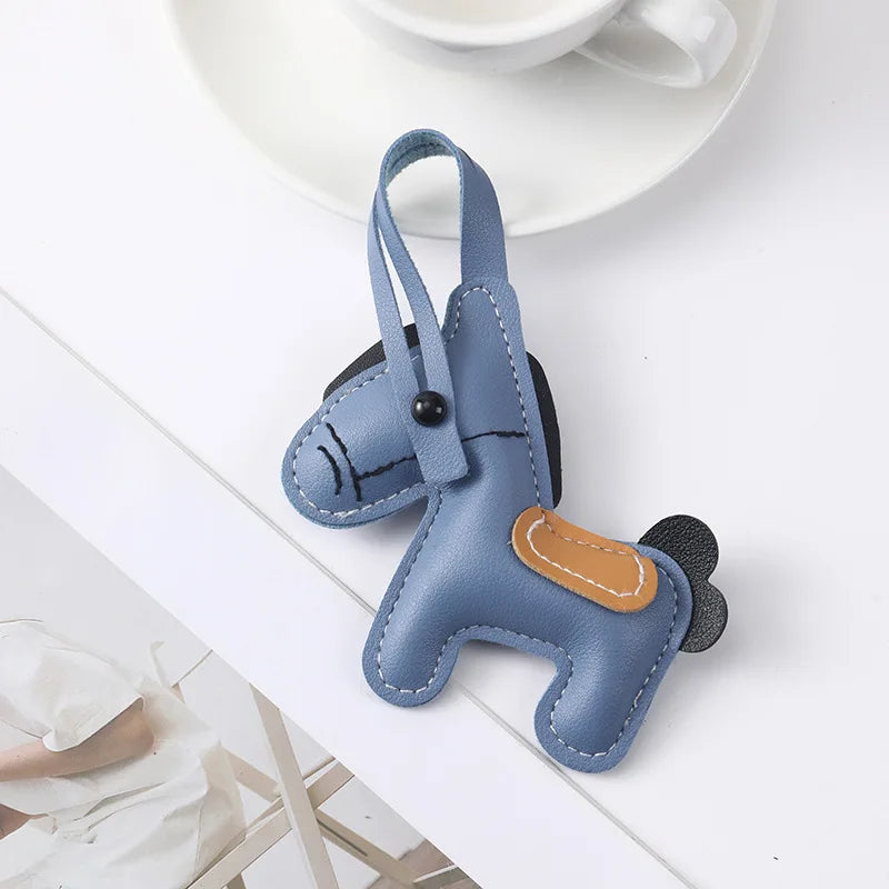 Simple PU Leather Pony Pendant Cute Cartoon Backpack Car Keychain Pendant Fashionable Clothing Accessories